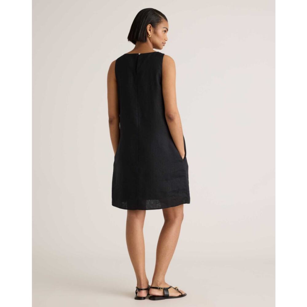 Quince 100% European Linen Tank Mini Dress Black L NWT Sleeveless - Picture 4 of 12